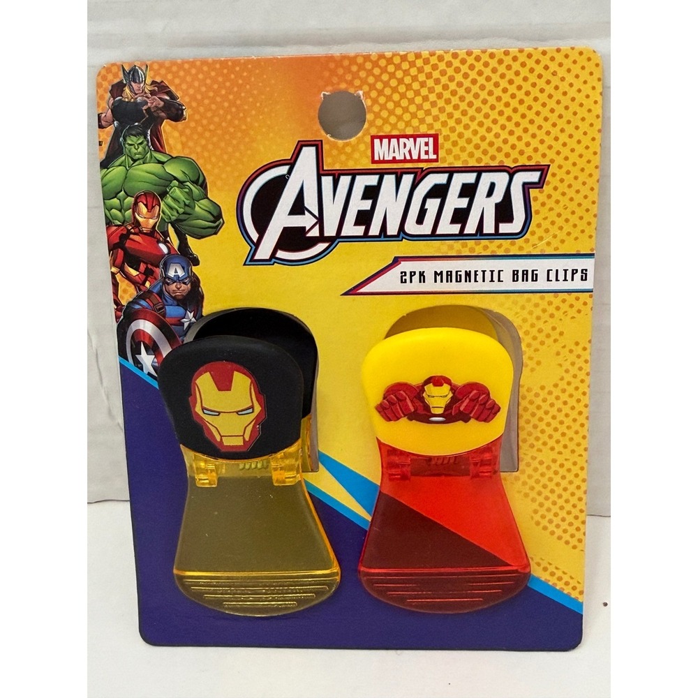 Marvel‎ Avengers Iron Man Chip Magnetic Bag Clips 2 Pack Best Brands New